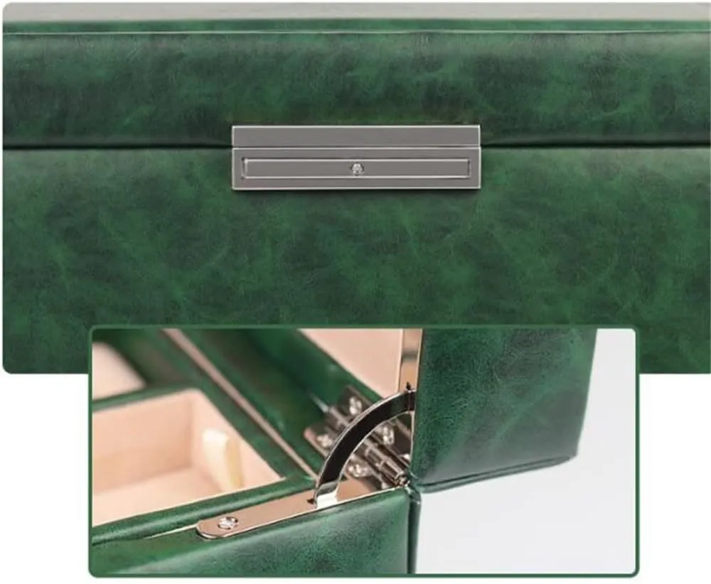 European-style Large-capacity Lockable Jewelry Watch Necklace Jewelry Storage Box Multi-fution (Gray H22*W24*34.5CM)