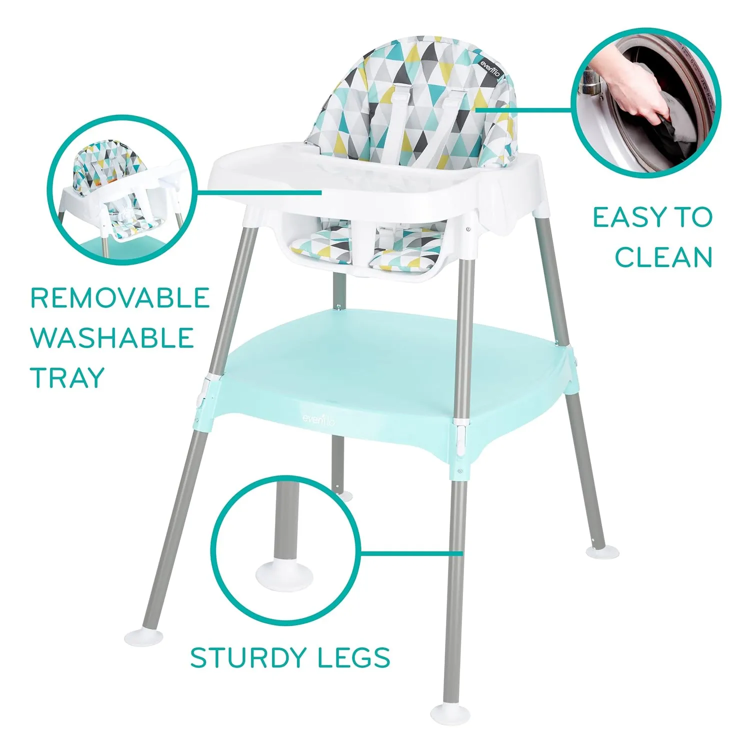Evenflo 4-in-1 Eat & Grow Convertible High Chair, Polyester