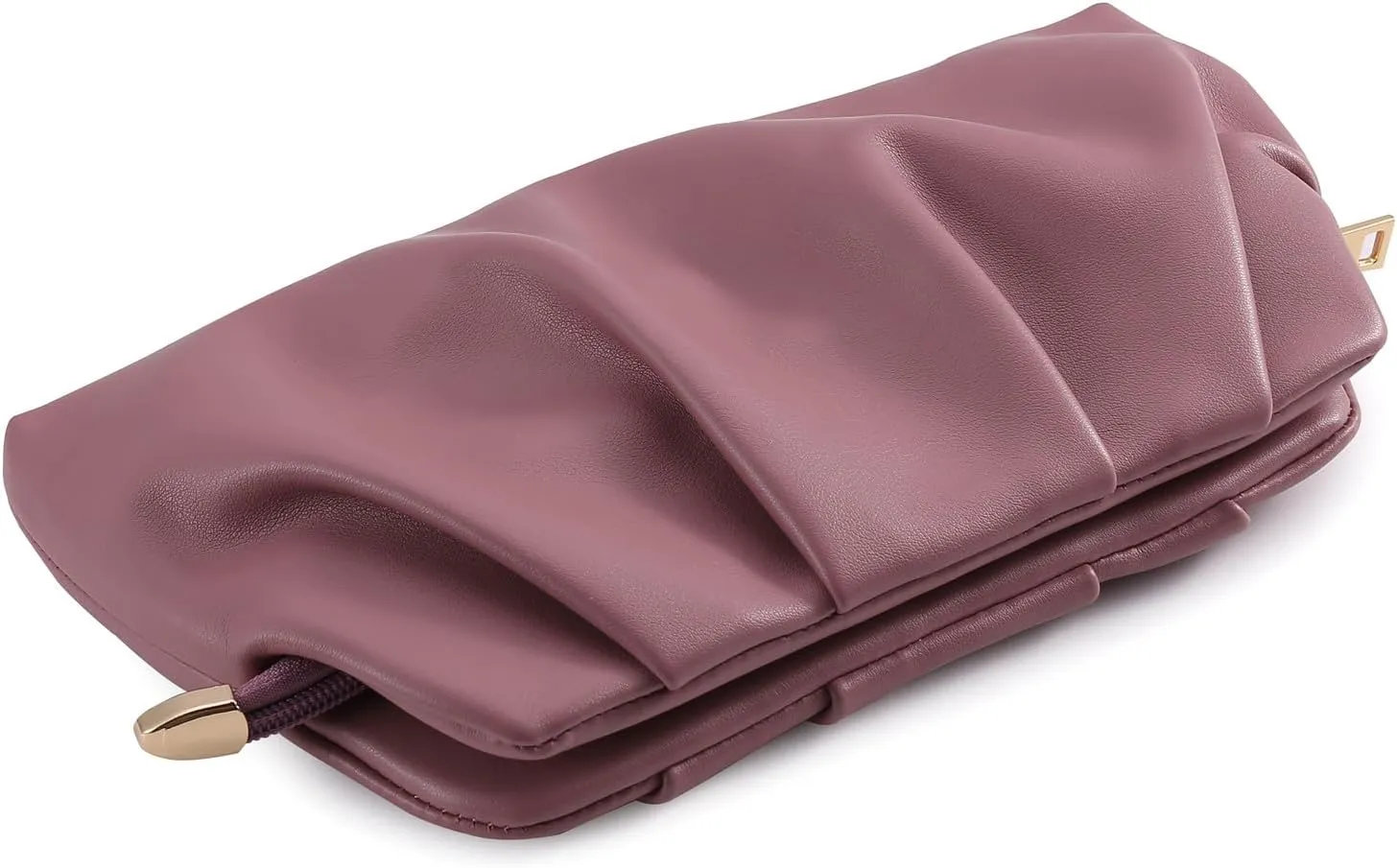 Evening Bag for Women Ruched Clutch Purse Detachable Metal Chain Crossbody Bag