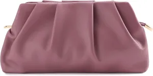 Evening Bag for Women Ruched Clutch Purse Detachable Metal Chain Crossbody Bag