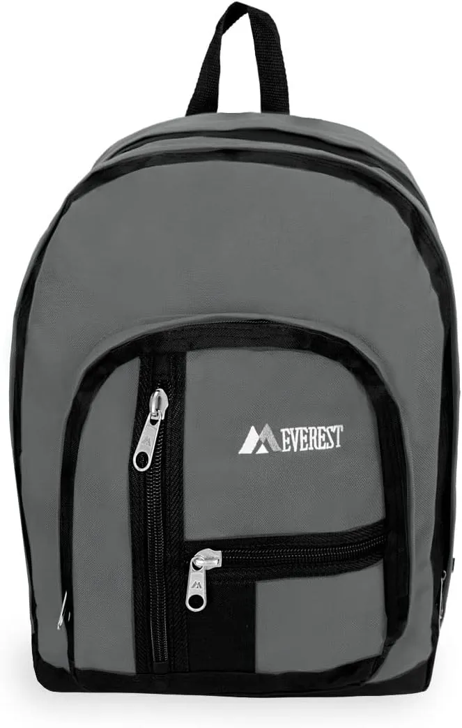 Everest 5045 Double Main Compartment Backpack, Dark Gray, One Size