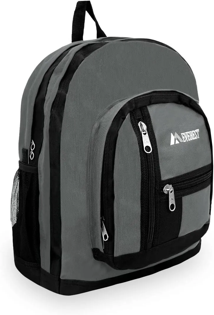 Everest 5045 Double Main Compartment Backpack, Dark Gray, One Size