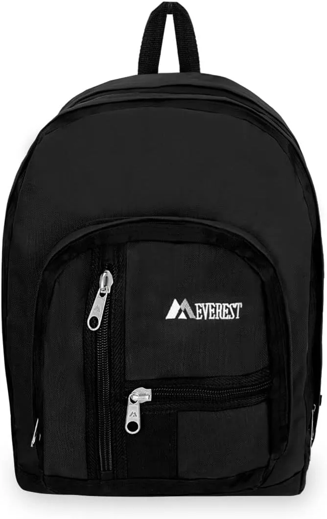 Everest Double Main Compartment Backpack, Black, One Size