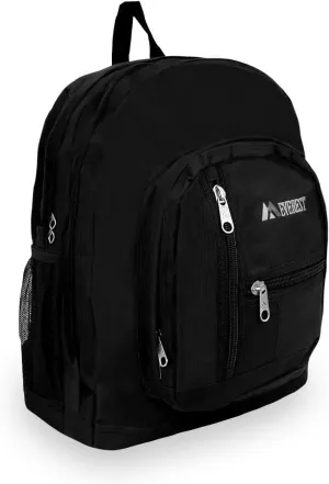 Everest Double Main Compartment Backpack, Black, One Size