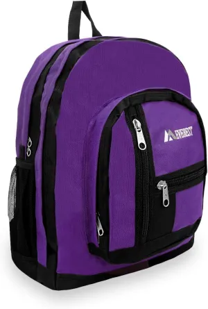 Everest Double Main Compartment Backpack, Dark Purple, One Size