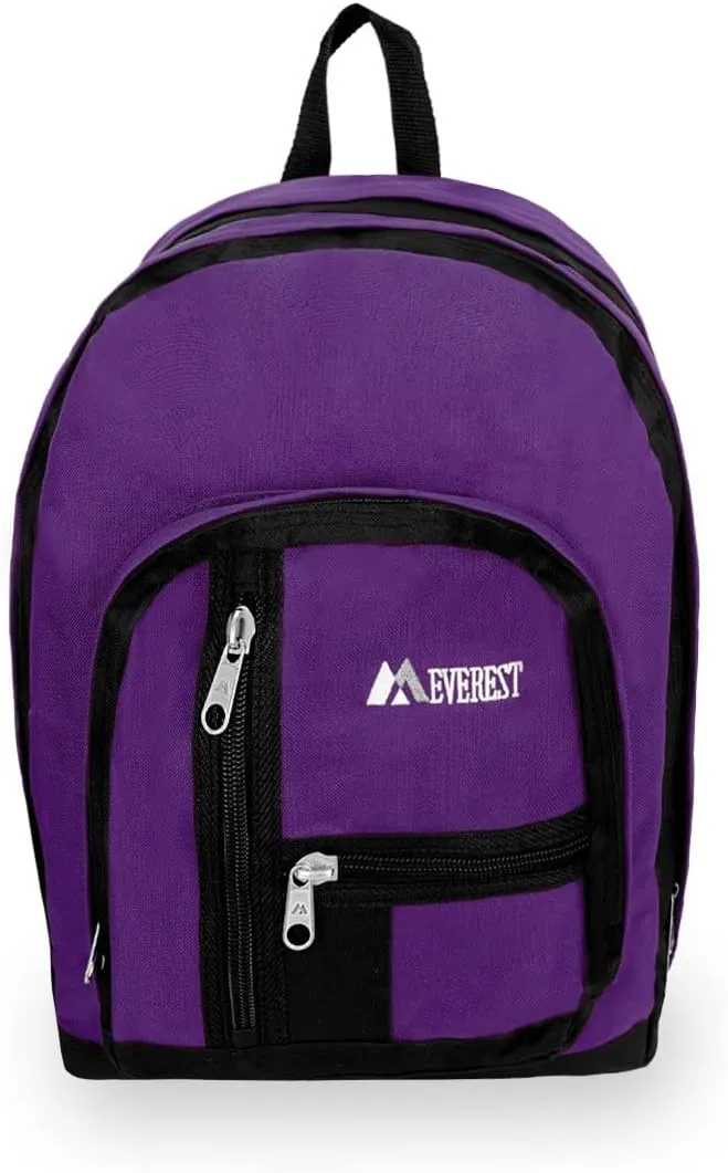 Everest Double Main Compartment Backpack, Dark Purple, One Size