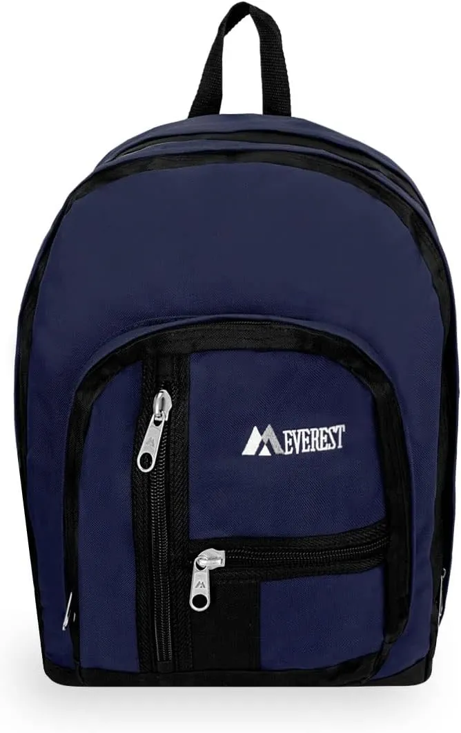 Everest Double Main Compartment Backpack, Navy, One Size