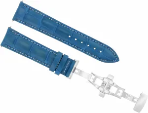 Ewatchparts 18mm Leather Watch Band Strap Compatible With Ulysse Nardin Watch Deployment Clasp Light Blue
