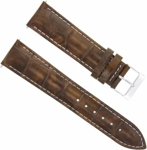 Ewatchparts 18mm Leather Watch Band Strap Compatible With Ulysse Nardin Watch Light Brown WithWhite Stitching