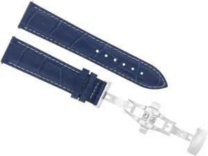 Ewatchparts 20mm Leather Watch Band Strap Compatible With Oris Diver Sixty Five 73377074065Rs Blue With White Stitching