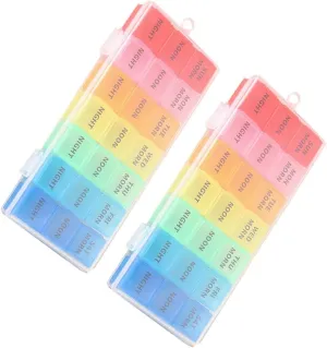 EXCEART 7-Day Pill Organizer Box Daily Pill Case for Portable Medicine Storage 21 Compartments Weekdays Separated Labels