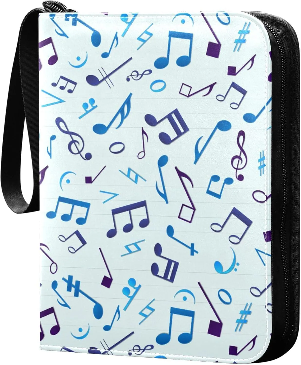 Exnundod Colorful Music Little Notes Trading Card Binder for Cards, Card Album 4-Pockets for 400 Cards with Removable Sleeves PU Baseball Card Holder Football Sports Card Collection