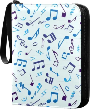 Exnundod Colorful Music Little Notes Trading Card Binder for Cards, Card Album 4-Pockets for 400 Cards with Removable Sleeves PU Baseball Card Holder Football Sports Card Collection