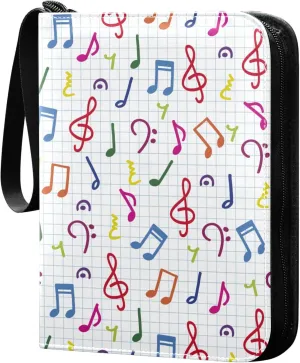 Exnundod Music Notes with Plaid Trading Card Binder for Cards, Colorful Card Album 4-Pockets for 400 Cards with Removable Sleeves PU Baseball Card Holder Football Sports Card Collection