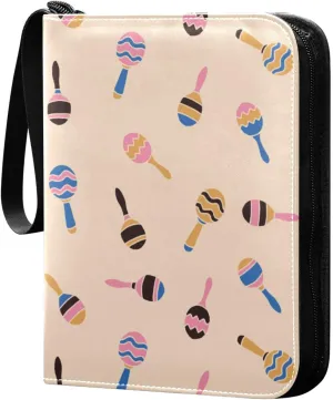 Exnundod Trading Card Binder for Cards Bunch Of Maracas Colorful Card Album 4-Pockets 400 Cards Removable Sleeves PU Baseball Card Holder Football Sports Card Collection