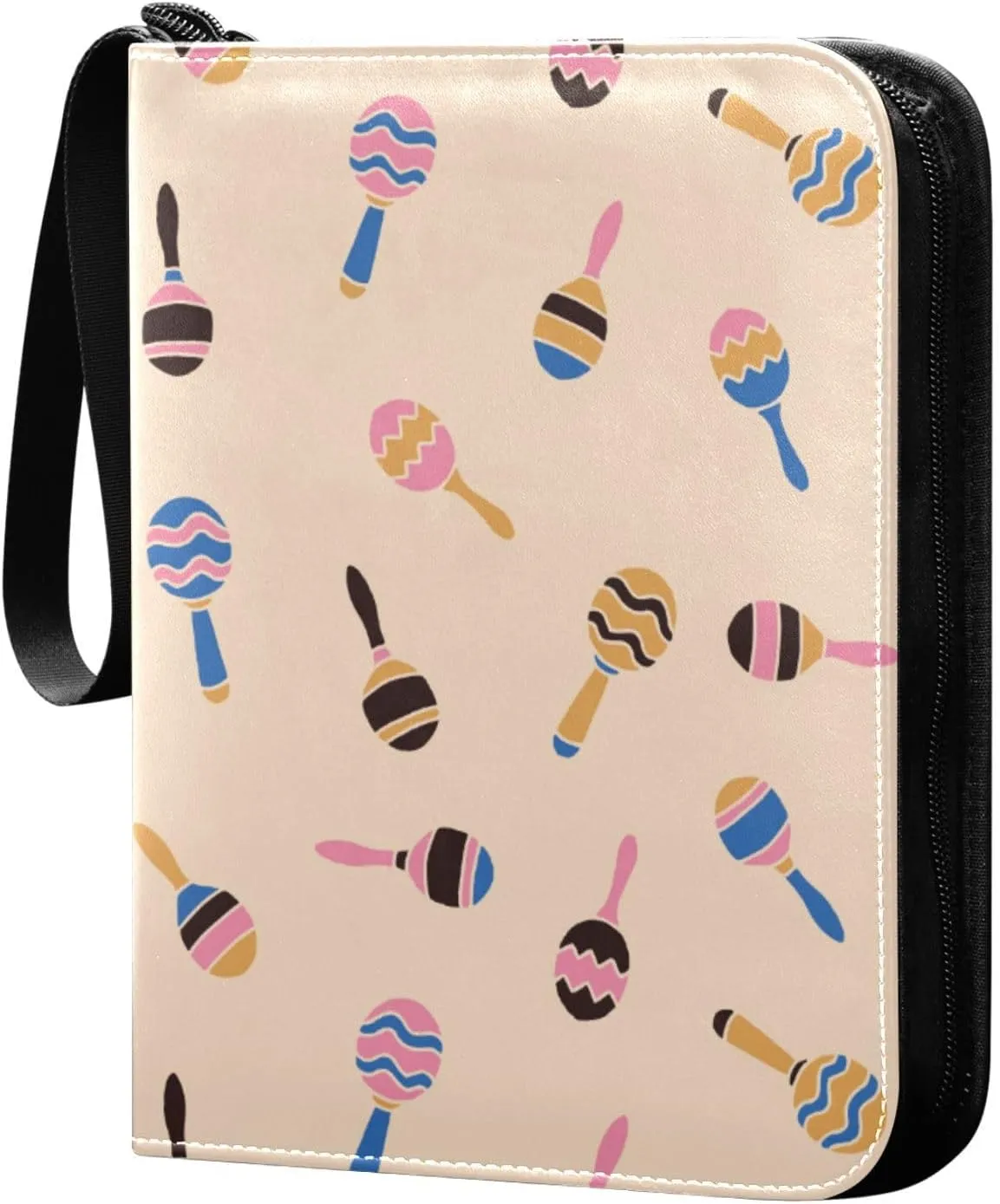 Exnundod Trading Card Binder for Cards Bunch Of Maracas Colorful Card Album 4-Pockets 400 Cards Removable Sleeves PU Baseball Card Holder Football Sports Card Collection