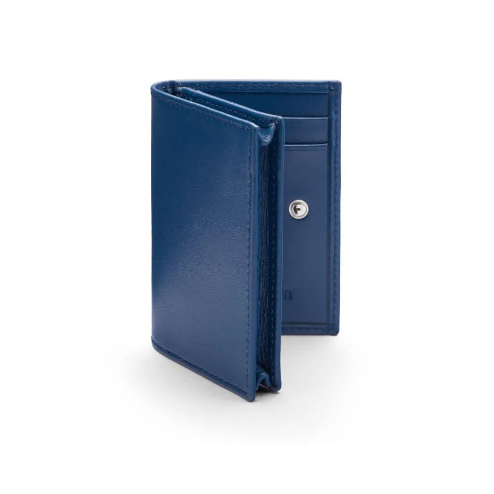 Expandable Leather Business Card Holder With Stud - Cobalt