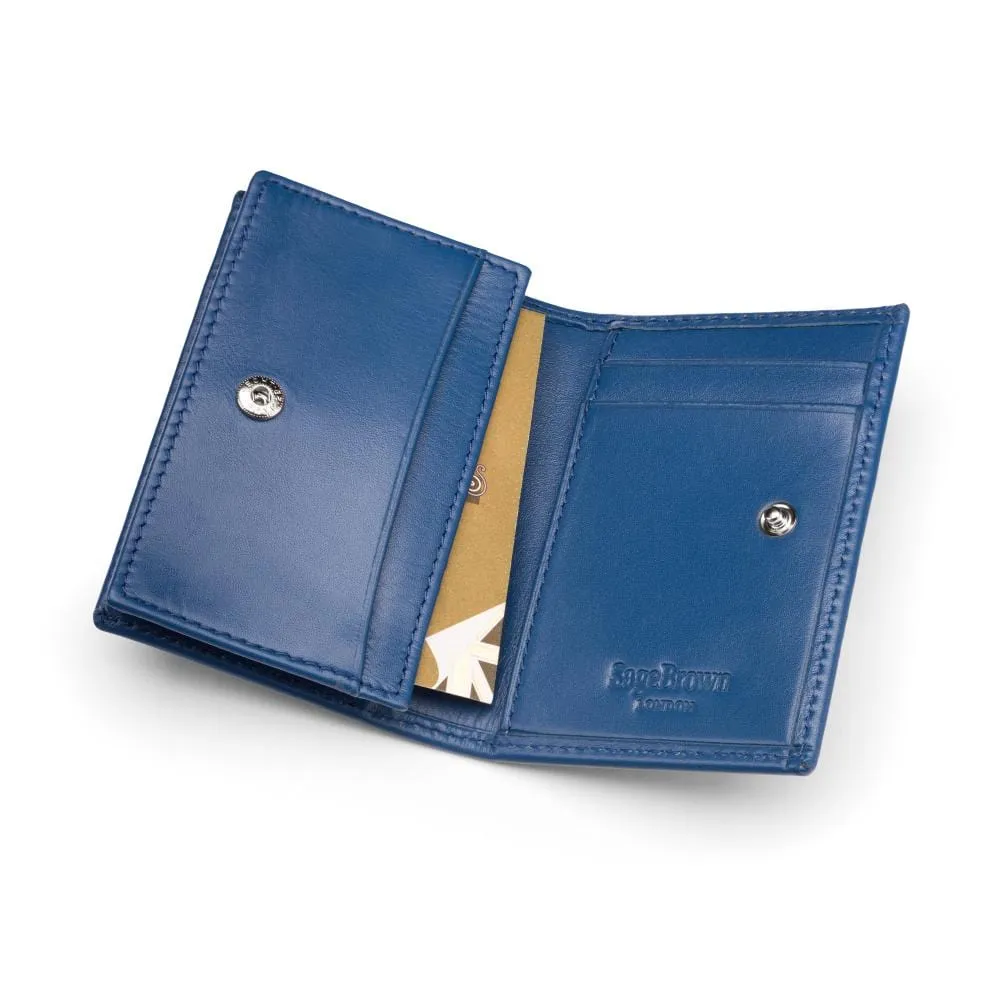 Expandable Leather Business Card Holder With Stud - Cobalt