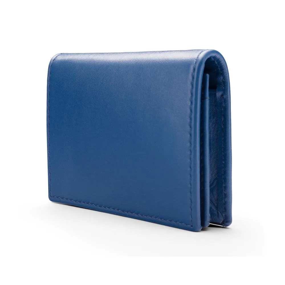 Expandable Leather Business Card Holder With Stud - Cobalt