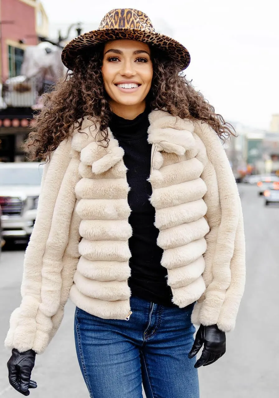Fabulous-Furs Donna Salyers Champagne Faux Fur Soho Zip Jacket