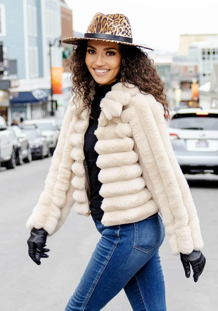 Fabulous-Furs Donna Salyers Champagne Faux Fur Soho Zip Jacket
