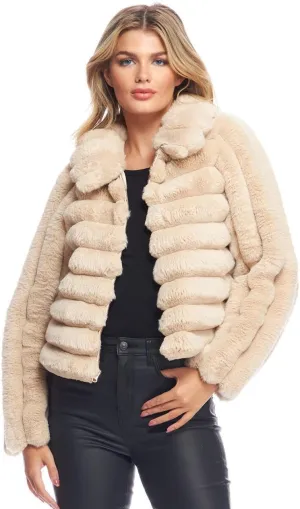 Fabulous-Furs Donna Salyers Champagne Faux Fur Soho Zip Jacket