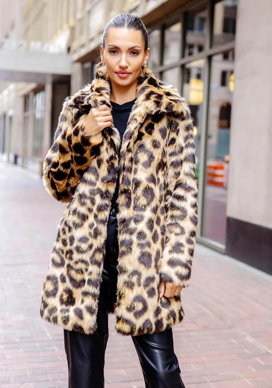 Fabulous-Furs Donna Salyers Faux Fur Stardust Knee-Length Coat