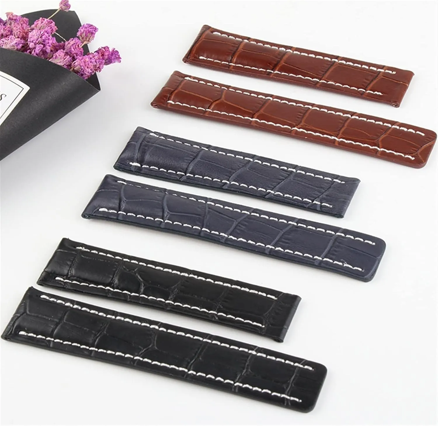 Fashion Genuine Leather Watch Band For Breitling Folding Buckle Strap Luxury Wrist Bracelet Replacement Watch Accessories Parts