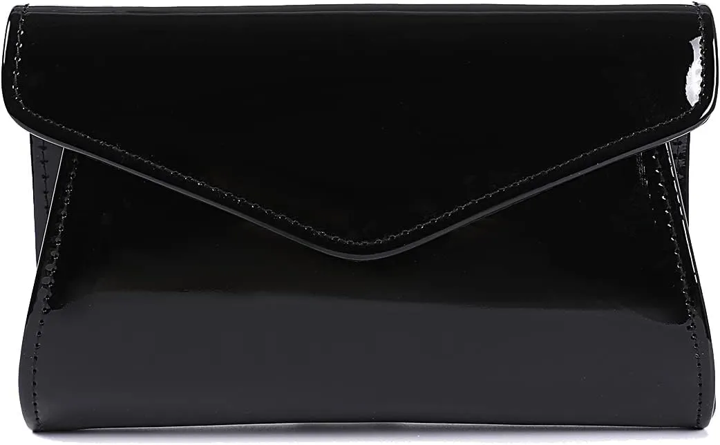 Fashion Glossy Envelope Faux Patent Leather Clutch Evening Bags for Women Wedding Formal Prom Handbag