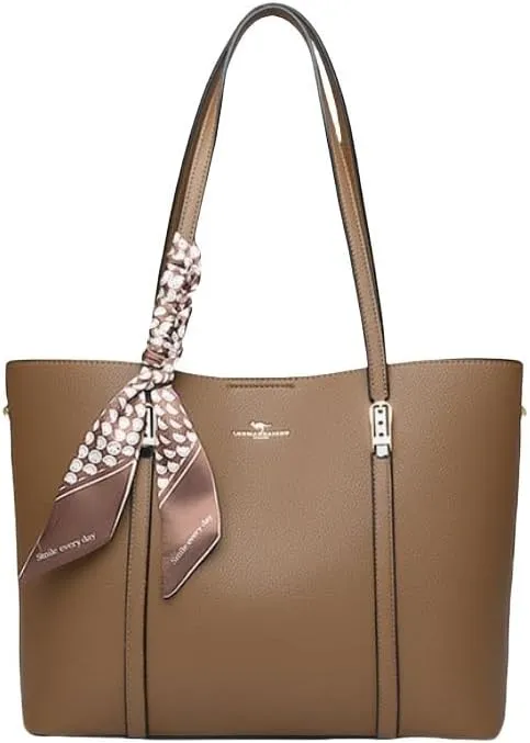 Fashion Shoulder Bag for Ladies Faux Leather Tote Handbag with Decorative Scarf