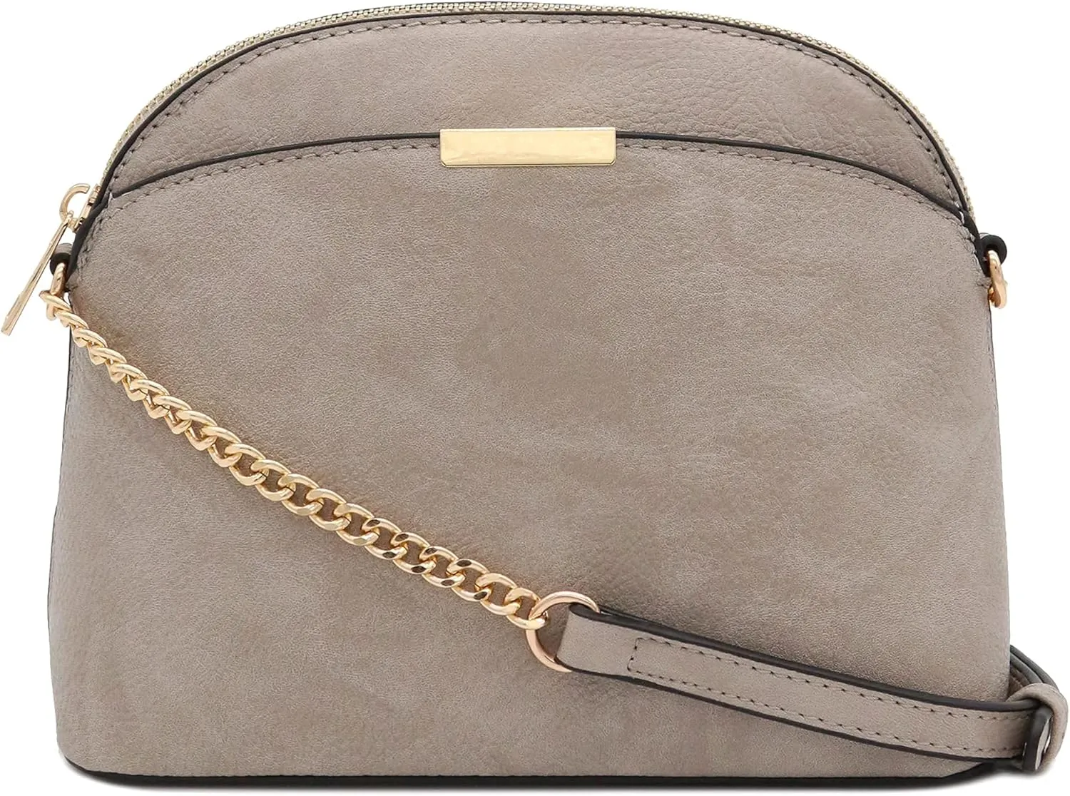 FashionPuzzle Faux Leather Small Dome Crossbody Bag with Chain Strap