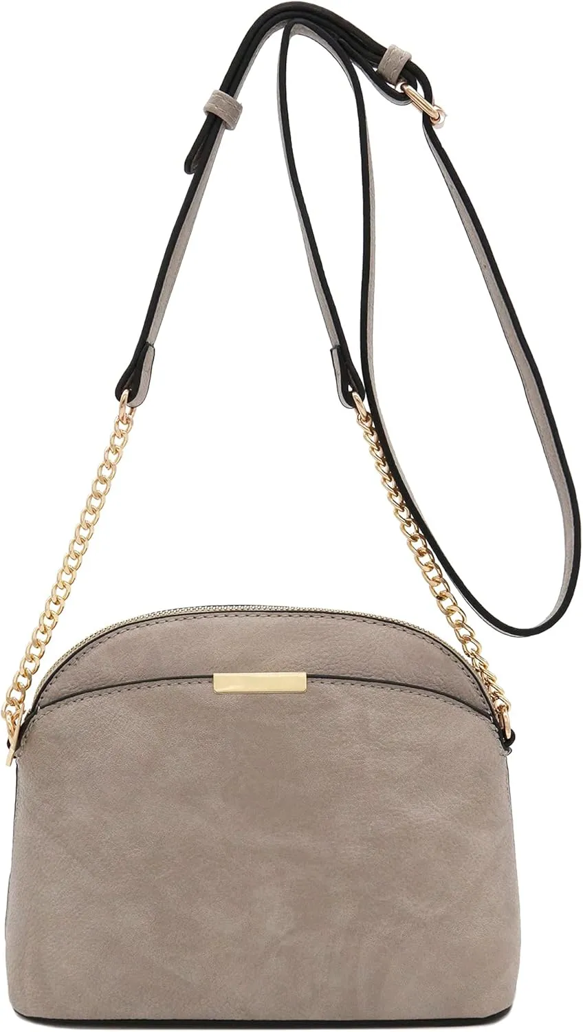 FashionPuzzle Faux Leather Small Dome Crossbody Bag with Chain Strap