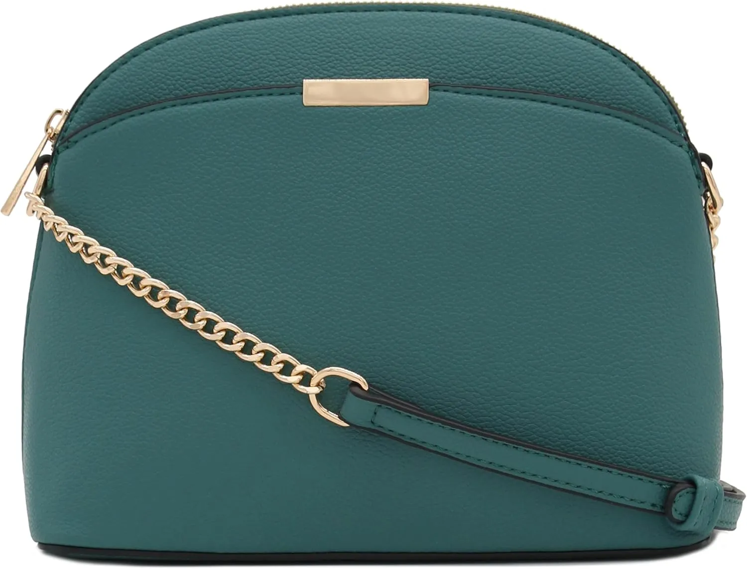 FashionPuzzle Faux Leather Small Dome Crossbody Bag with Chain Strap