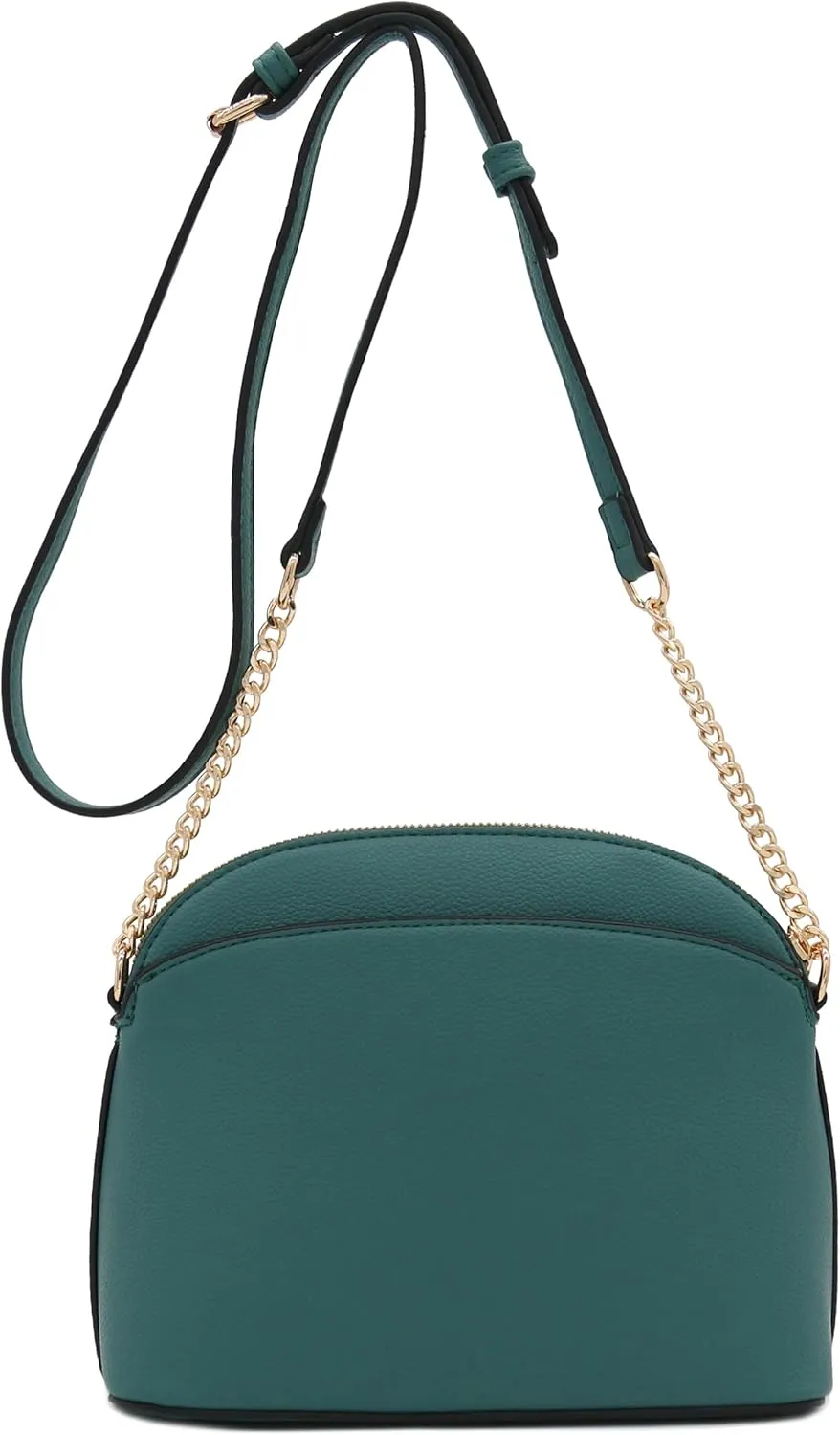 FashionPuzzle Faux Leather Small Dome Crossbody Bag with Chain Strap