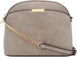 FashionPuzzle Faux Leather Small Dome Crossbody Bag with Chain Strap