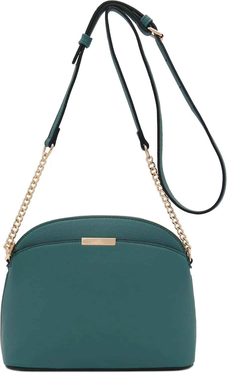 FashionPuzzle Faux Leather Small Dome Crossbody Bag with Chain Strap