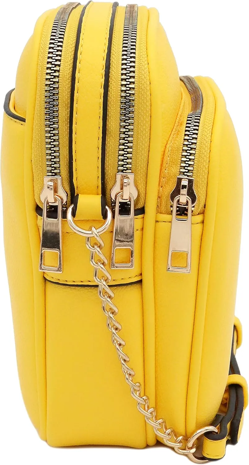 FashionPuzzle Multi Pocket PU Leather Casual Medium Crossbody Bag with Adjustable Strap