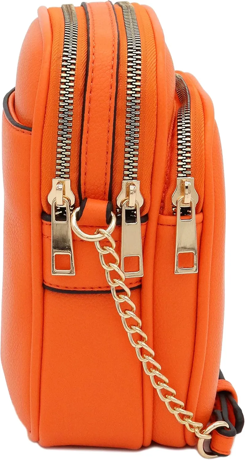 FashionPuzzle Multi Pocket PU Leather Casual Medium Crossbody Bag with Adjustable Strap