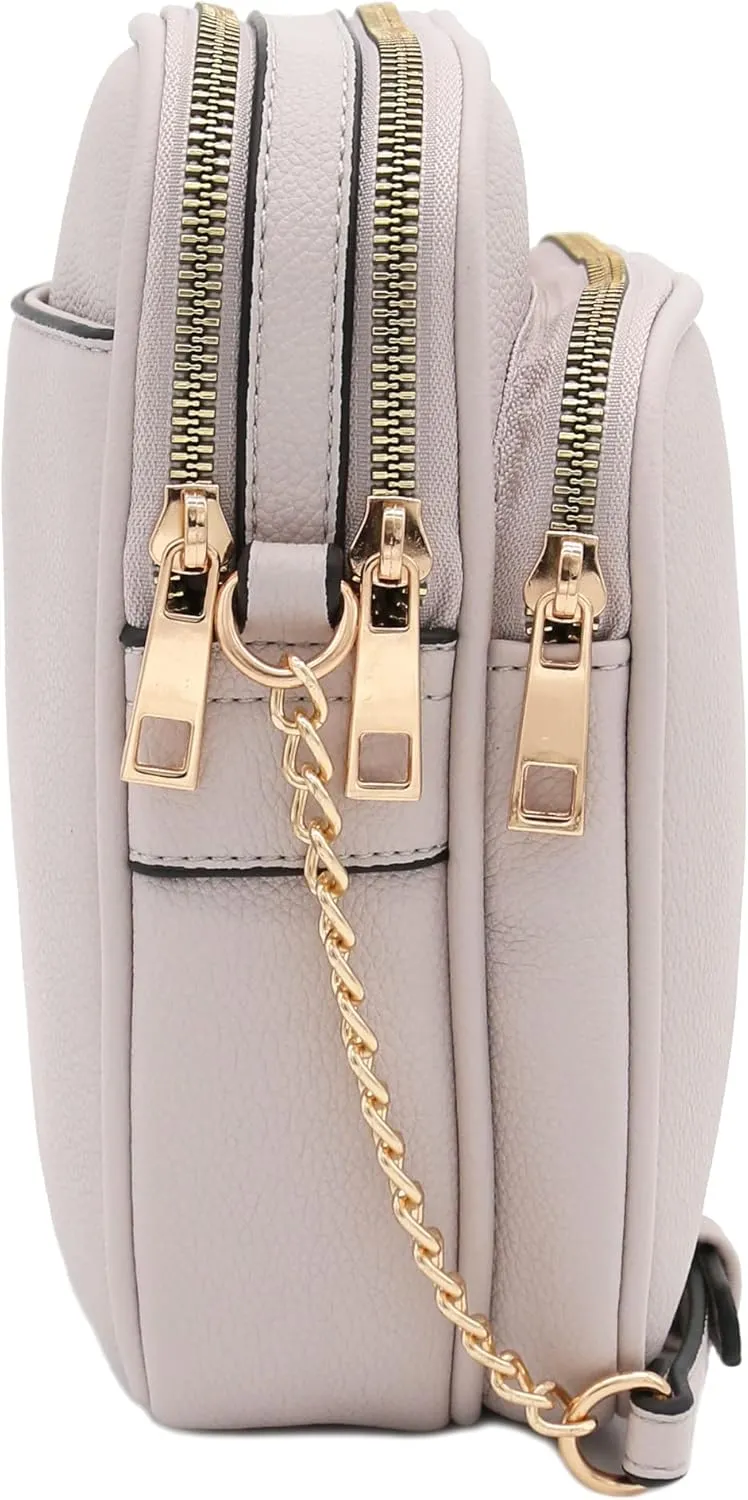 FashionPuzzle Multi Pocket PU Leather Casual Medium Crossbody Bag with Adjustable Strap