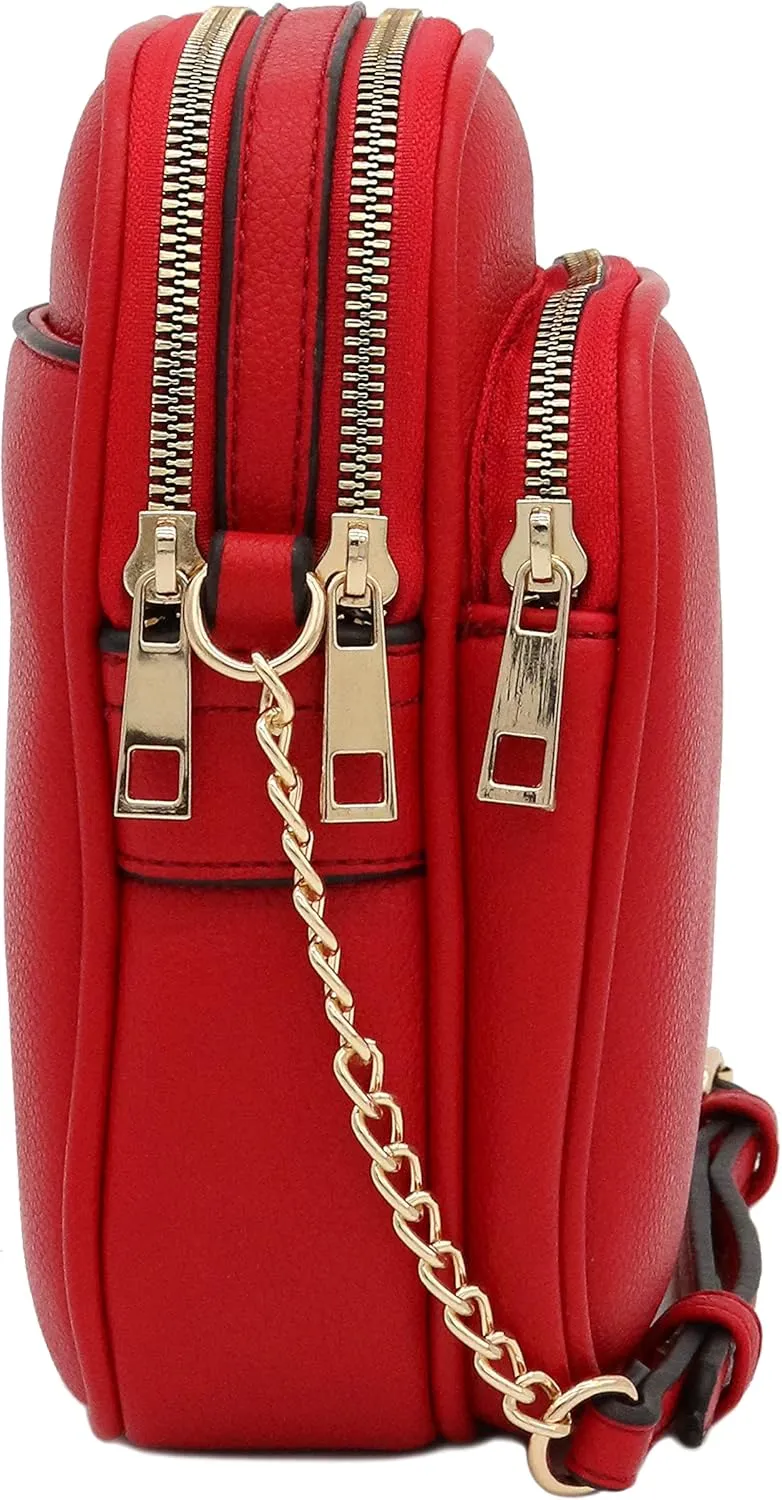 FashionPuzzle Multi Pocket PU Leather Casual Medium Crossbody Bag with Adjustable Strap