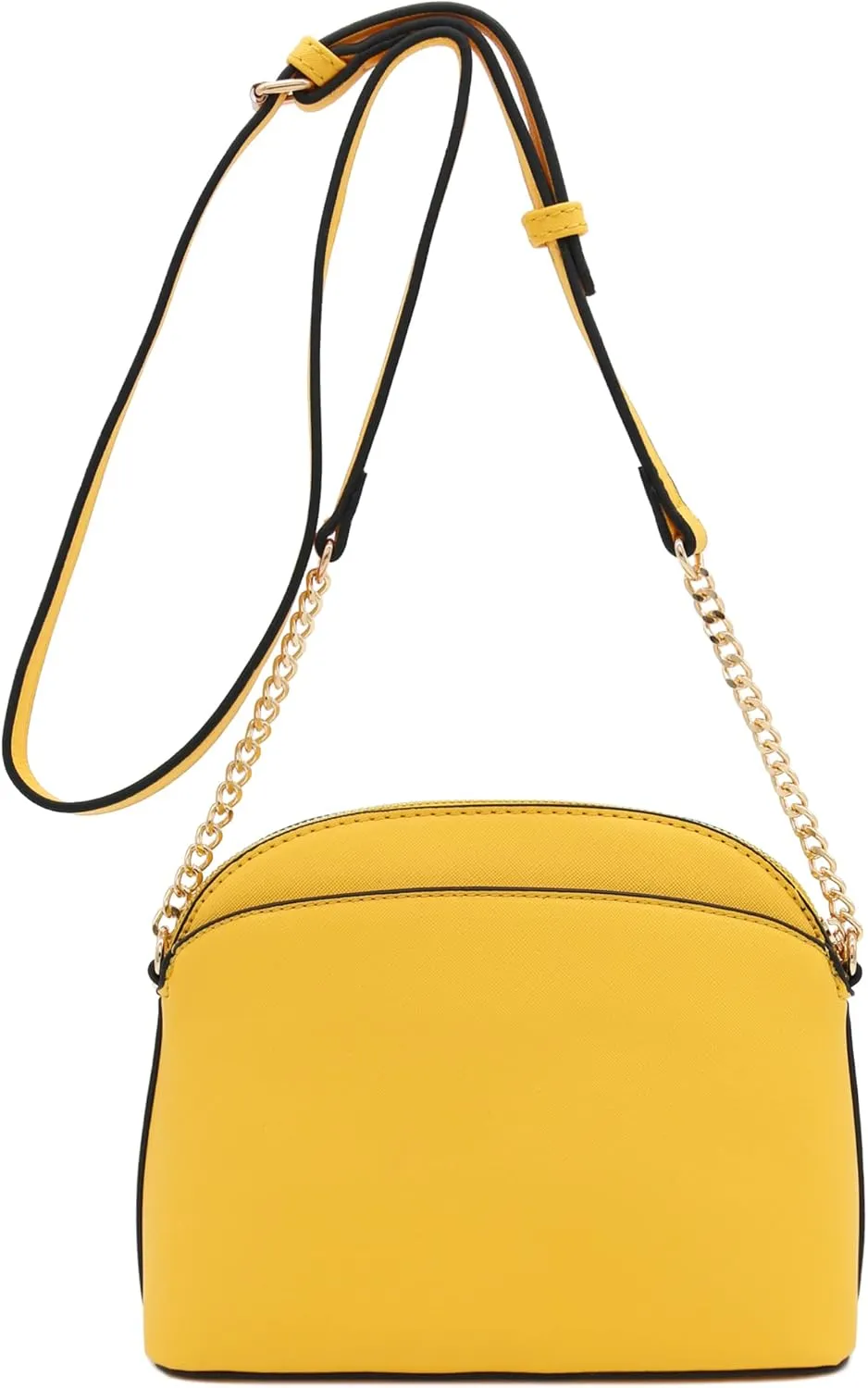 FashionPuzzle Saffiano Small Dome Crossbody bag with Chain Strap