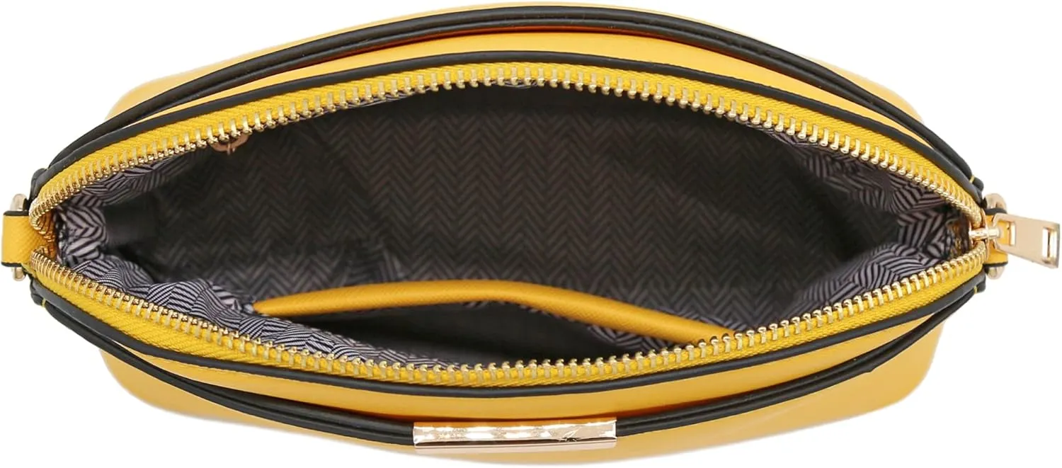 FashionPuzzle Saffiano Small Dome Crossbody bag with Chain Strap