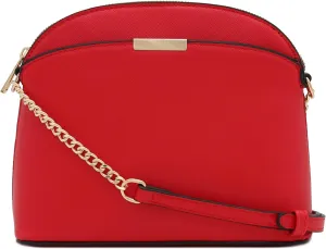 FashionPuzzle Saffiano Small Dome Crossbody bag with Chain Strap
