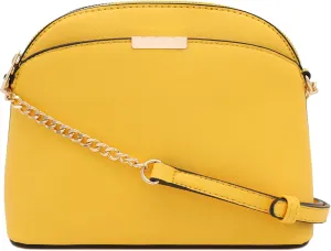 FashionPuzzle Saffiano Small Dome Crossbody bag with Chain Strap
