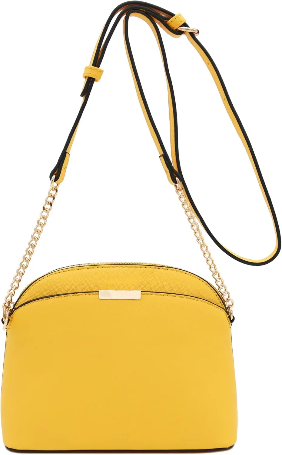 FashionPuzzle Saffiano Small Dome Crossbody bag with Chain Strap