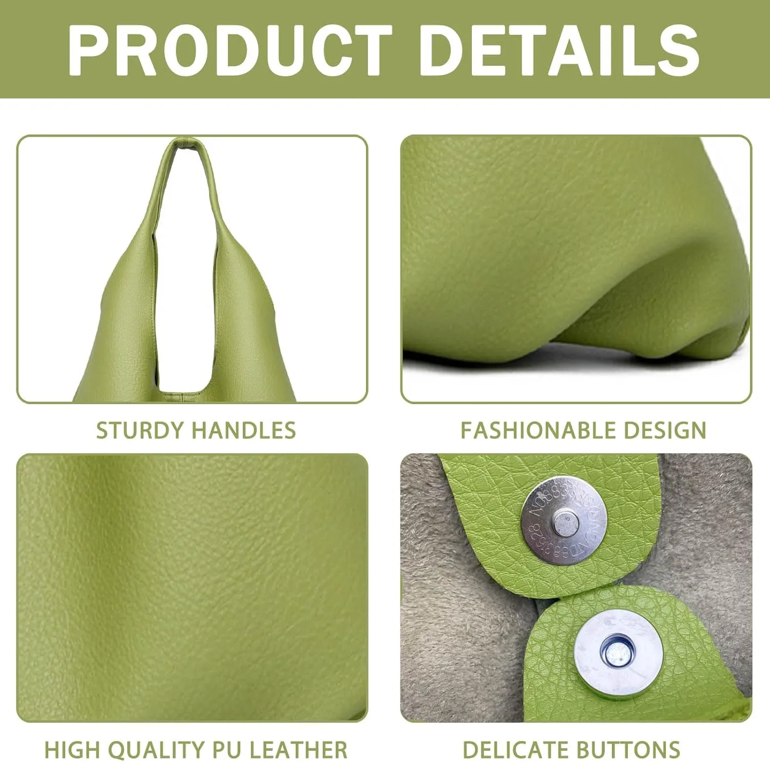 Faux Leather Hobo Bag for Women Large PU Leather Slouchy Bag with Small Purse Soft Crossbody Bags Tote Shoulder Bag