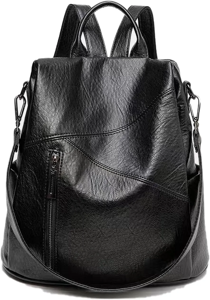 Faux leather women's backpack theft-proof fashion simple travel backpack