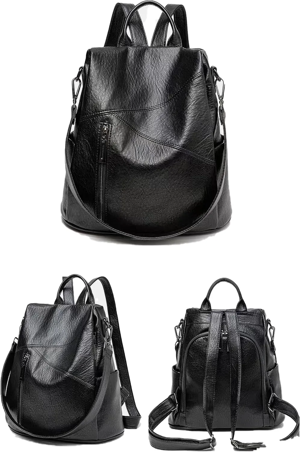 Faux leather women's backpack theft-proof fashion simple travel backpack