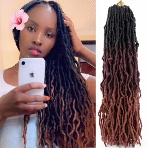 Faux Locs Crochet Hair Soft Locs Hair Long 24 Inch 6 Packs Ombre Goddess Locs Crochet Braids Black/Burgundy/Orange Pre Looped Dreads Braiding Hair(24",6packs,T1B/530/350#)