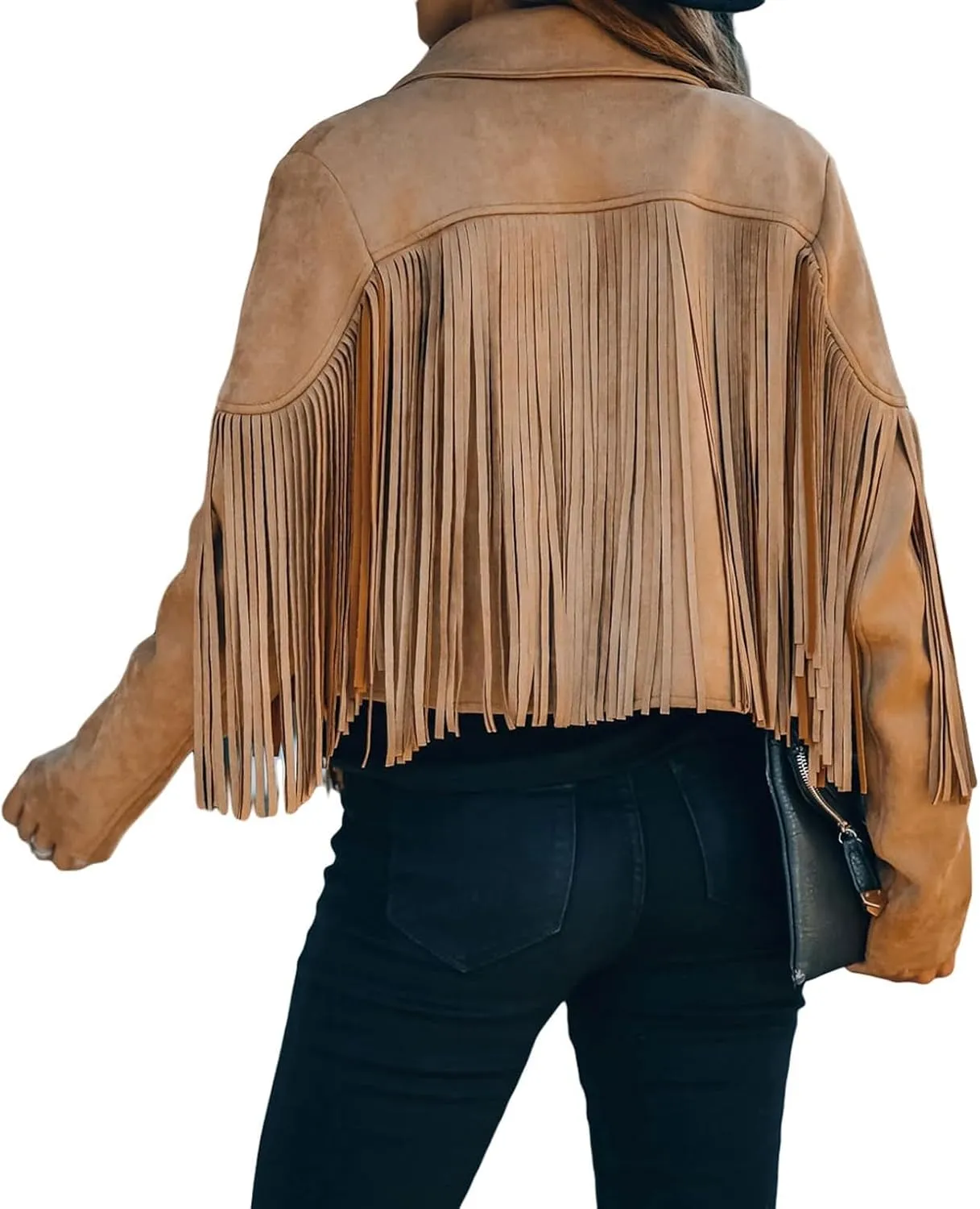 Faux Suede Leather Jackets For Women Trendy Fall Western Fringe Cropped Jacket 2025 Tassel Motorcycle Crop Coats